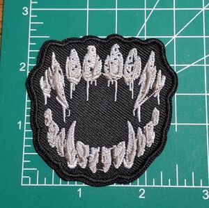 2/$10 Vampire Teeth Black and White Embroidered Patch
